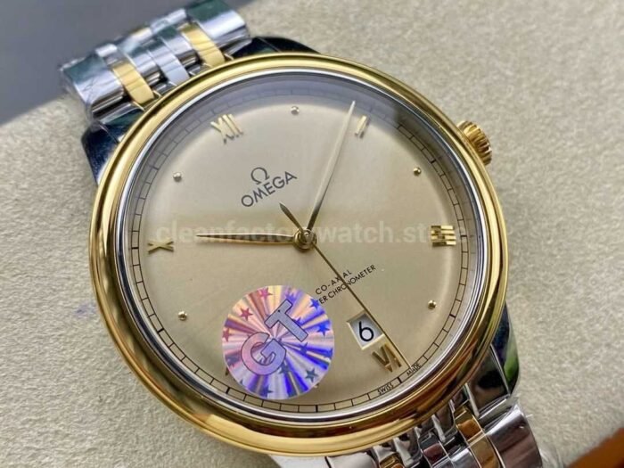 GT Factory Omega De Ville Prestige 434.20.40.20.08.001 40mm Half Gold Steel，Gold PointRoman N 8 Super Clone Watch,Clean Factory Watch