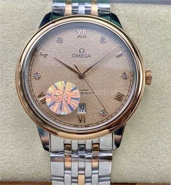GT Factory Omega De Ville Prestige 434.20.40.20.59.001 40mm Half Rose Gold Steel，Rose Gold Diamond Point&Roman Number Champagne Dial