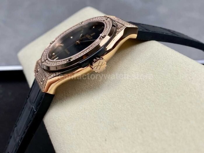 HB Factory Hublot Classic Fusion 542.OX .1181.LR .1704 42mm Rose Gold Diamond Leather Stra 3 Super Clone Watch,Clean Factory Watch