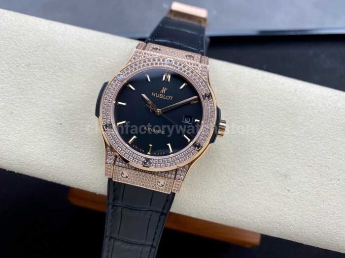 HB Factory Hublot Classic Fusion 542.OX .1181.LR .1704 42mm Rose Gold Diamond Leather Stra 5 Super Clone Watch,Clean Factory Watch