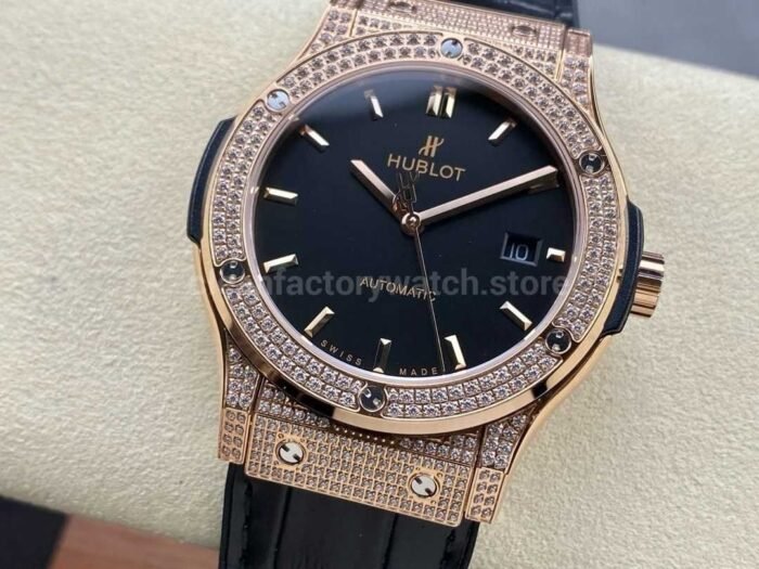 HB Factory Hublot Classic Fusion 542.OX .1181.LR .1704 42mm Rose Gold Diamond Leather Stra 9 Super Clone Watch,Clean Factory Watch