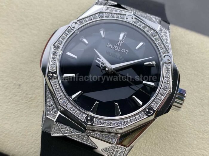 HB Factory Hublot Classic Fusion 550.NS.1800.RX.1804.ORL19 40mm Diamond Steel Black Rubber Strap Black Dial - Image 3