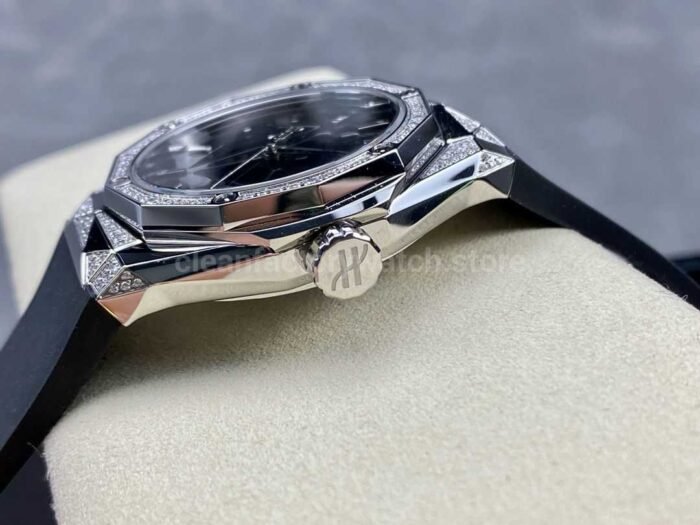 HB Factory Hublot Classic Fusion 550.NS.1800.RX.1804.ORL19 40mm Diamond Steel Black Rubber Strap Black Dial - Image 6