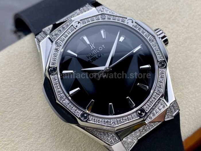 HB Factory Hublot Classic Fusion 550.NS.1800.RX.1804.ORL19 40mm Diamond Steel Black Rubber Strap Black Dial - Image 2
