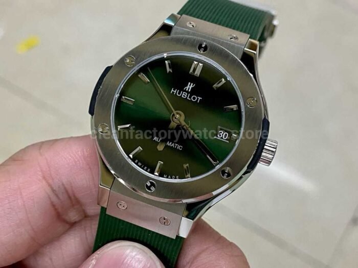 HB Factory Hublot Classic Fusion 565.NX .8970.RX 38mm Rubber Strap Green Dial 2 Super Clone Watch,Clean Factory Watch