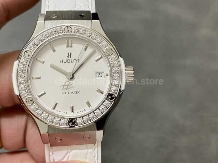 HB Factory Hublot Classic Fusion 582.NX .2610.RX .1204 38mm Diamond Bezel Steel Leather 4 Super Clone Watch,Clean Factory Watch