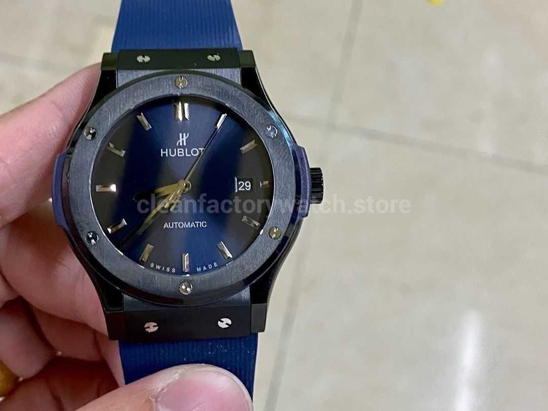 HB Factory Hublot Classic Fusion Blue 511.CM.7170.RX 42mm Rubber Strap Blue Dial