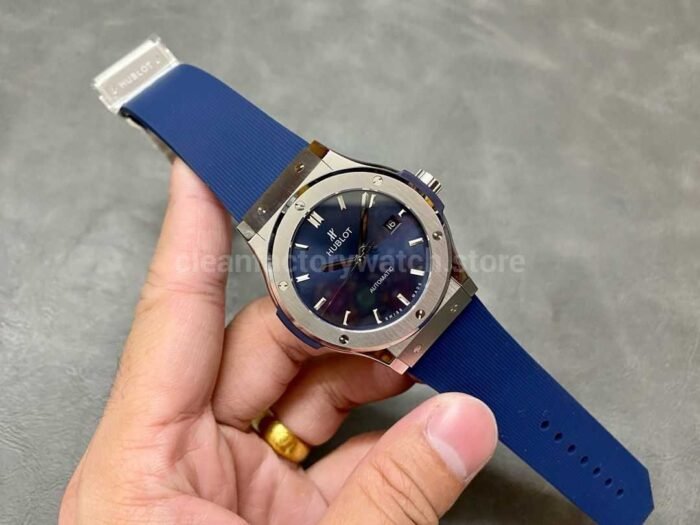 HB Factory Hublot Classic Fusion Blue 542.NX .7170.RX 42mm Rubber Strap Blue Dial 1 Super Clone Watch,Clean Factory Watch