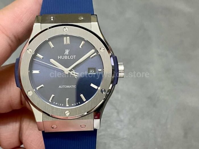 HB Factory Hublot Classic Fusion Blue 542.NX .7170.RX 42mm Rubber Strap Blue Dial 3 Super Clone Watch,Clean Factory Watch