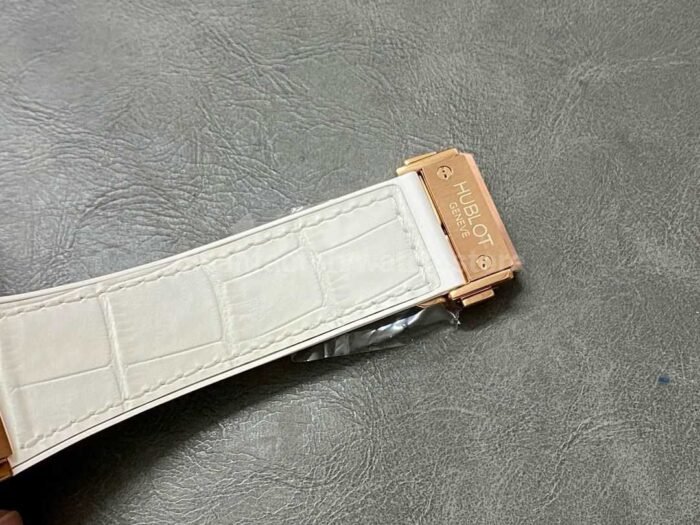 HB Factory Hublot Classic Fusion Chronograph 45mm Rose Gold Leather Strap White Dial - Image 8