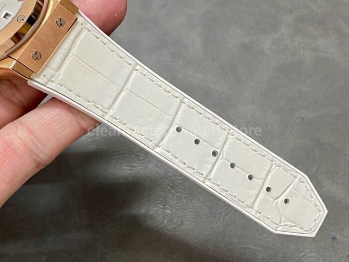 HB Factory Hublot Classic Fusion Chronograph 45mm Rose Gold Leather Strap White Dial - Image 9