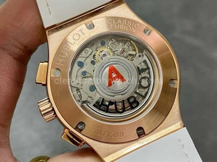 HB Factory Hublot Classic Fusion Chronograph 45mm Rose Gold Leather Strap White Dial - Image 7