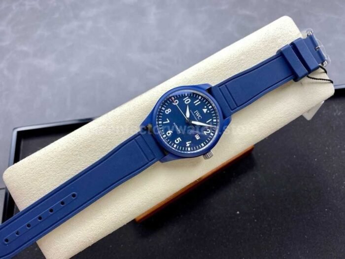 MFactory IWC Pilot IW328101 41mm Ceramic Rubber Strap Arabic Numerals Blue Dial 5 Super Clone Watch,Clean Factory Watch
