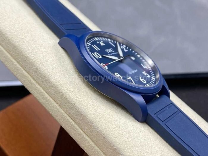 MFactory IWC Pilot IW328101 41mm Ceramic Rubber Strap Arabic Numerals Blue Dial 7 Super Clone Watch,Clean Factory Watch