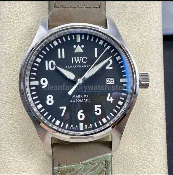 M+Factory IWC Pilot Mark IW328201 40mm Steel Brown Leather Strap Arabic Numerals Black Dial