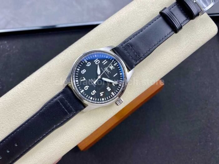 MFactory IWC Pilot Mark IW328201 40mm Steel Leather Strap Arabic Numerals Black Dial 8 Super Clone Watch,Clean Factory Watch