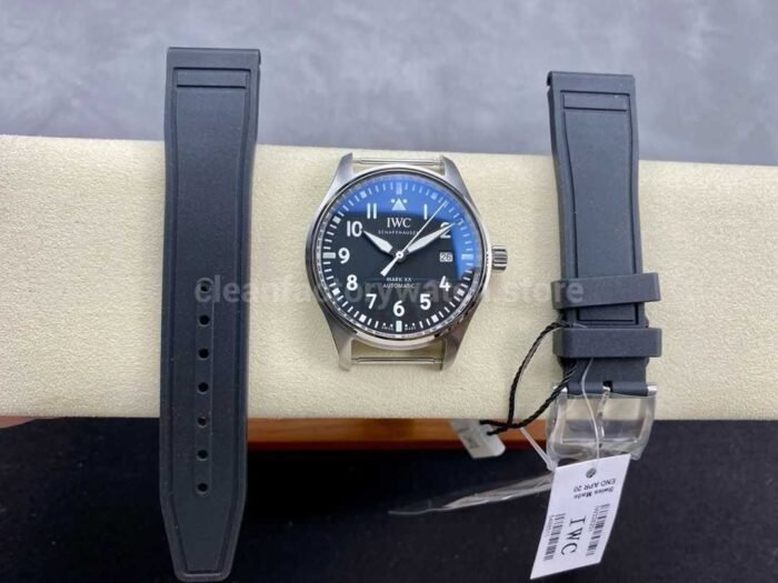 MFactory IWC Pilot Mark IW328201 40mm Steel Rubber Strap Arabic Numerals Black Dial 10 Super Clone Watch,Clean Factory Watch
