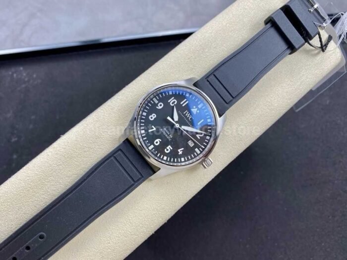 MFactory IWC Pilot Mark IW328201 40mm Steel Rubber Strap Arabic Numerals Black Dial 7 Super Clone Watch,Clean Factory Watch