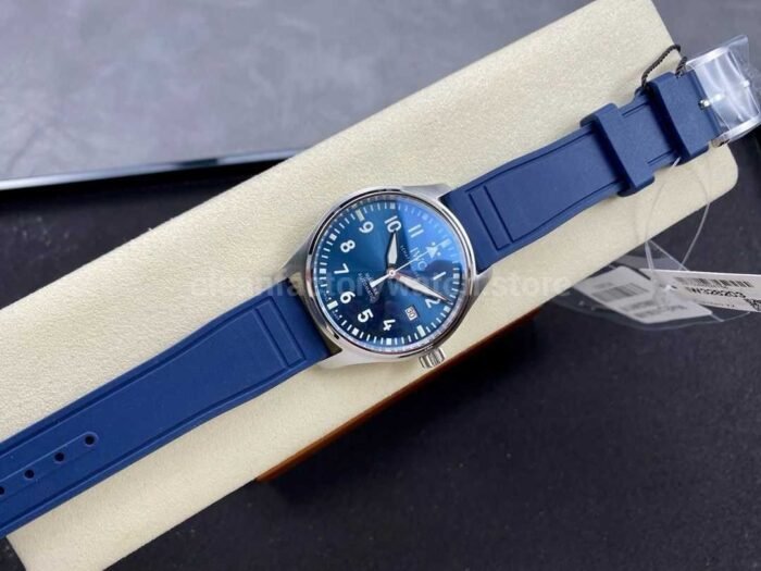 MFactory IWC Pilot Mark IW328203 40mm Steel Rubber Strap Arabic Numerals Blue Dial 3 Super Clone Watch,Clean Factory Watch