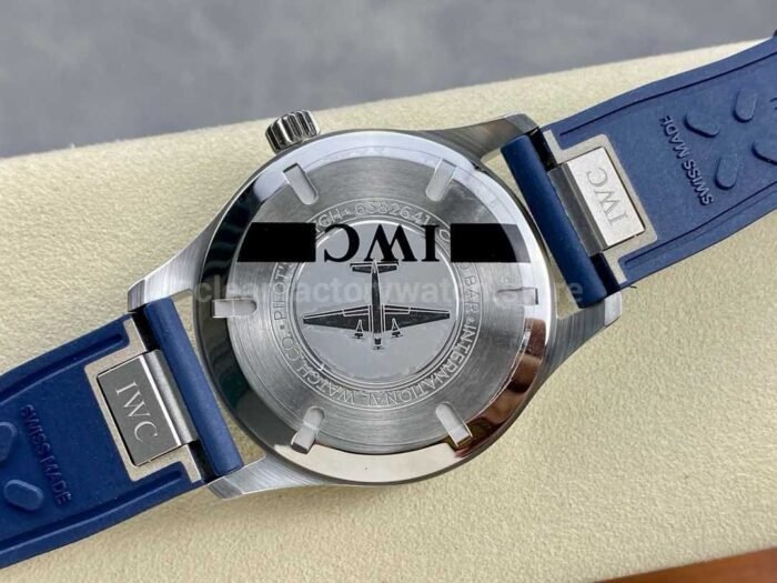 MFactory IWC Pilot Mark IW328203 40mm Steel Rubber Strap Arabic Numerals Blue Dial 4 Super Clone Watch,Clean Factory Watch