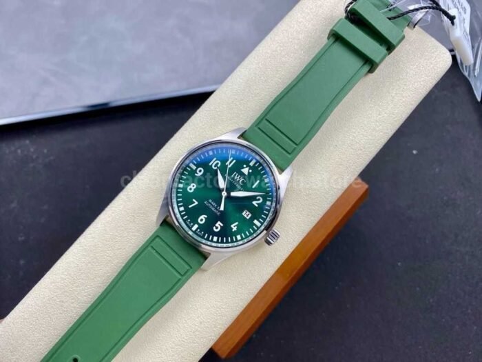 MFactory IWC Pilot Mark IW328205 40mm Steel Rubber Strap Arabic Numerals Green Dial 7 Super Clone Watch,Clean Factory Watch