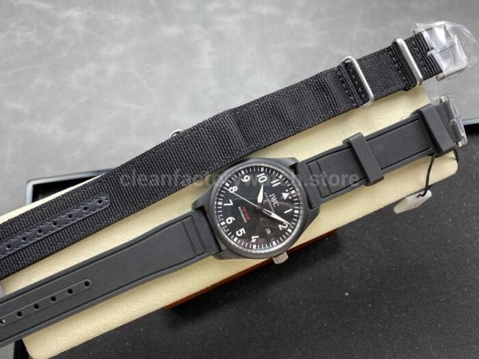 MFactory IWC Top Gun IW326901 41mm Ceramic Rubber Strap Arabic Numerals Black Dial 1 Super Clone Watch,Clean Factory Watch