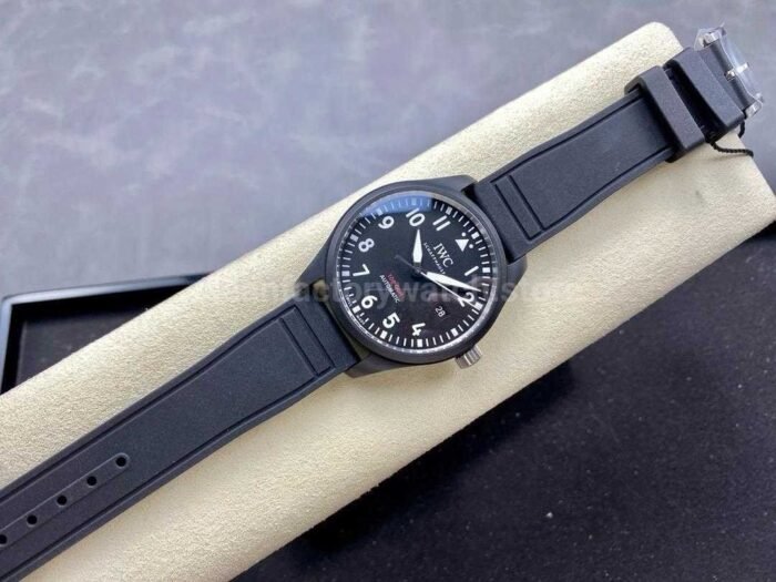 MFactory IWC Top Gun IW326901 41mm Ceramic Rubber Strap Arabic Numerals Black Dial 7 Super Clone Watch,Clean Factory Watch