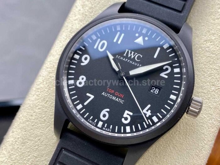 MFactory IWC Top Gun IW326901 41mm Ceramic Rubber Strap Arabic Numerals Black Dial 9 Super Clone Watch,Clean Factory Watch