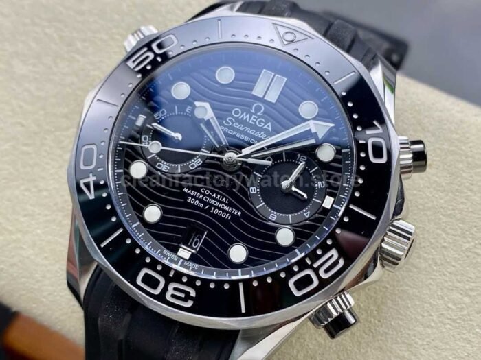 N1 Factory Omega Seamaster Diver 300M Co-Axial Chronometer Chronograph 210.32.44.51.01.001 44mm Steel Black Rubber Strap Black Dial - Image 3