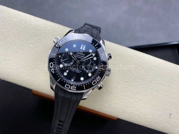 N1 Factory Omega Seamaster Diver 300M Co-Axial Chronometer Chronograph 210.32.44.51.01.001 44mm Steel Black Rubber Strap Black Dial - Image 4