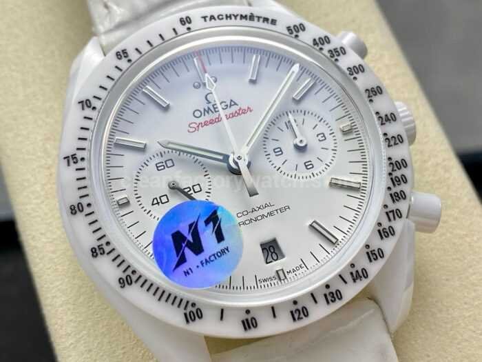 N1 Factory Omega Speedmaster 311.93.44.51.04.002 44mm Ceramic Leather Strap White Dial 2 Super Clone Watch,Clean Factory Watch