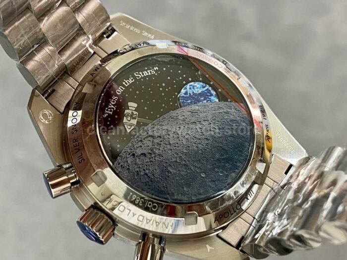 N1 Factory Omega Speedmaster Silver Snoopy Award 50th Anniversary 310.32.42.50.02.001 42mm Full Steel Line Strap White Dial - Image 7