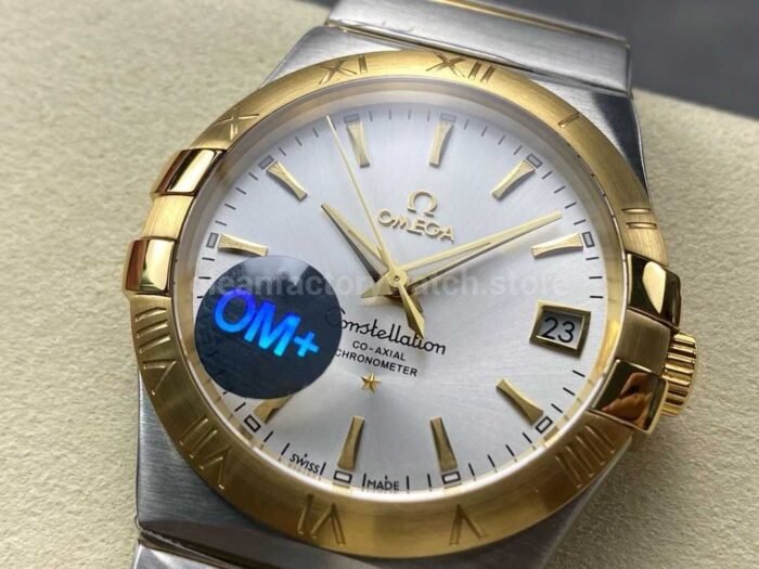 OM+ Factory Omega Constellation Men 123.20.38.21.02.002 38mm Gold/Steel Silver Dial - Image 3