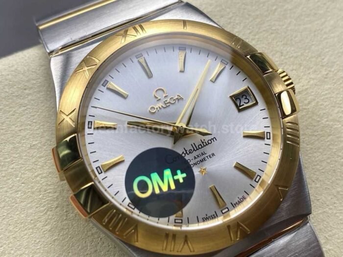 OM+ Factory Omega Constellation Men 123.20.38.21.02.002 38mm Gold/Steel Silver Dial - Image 2