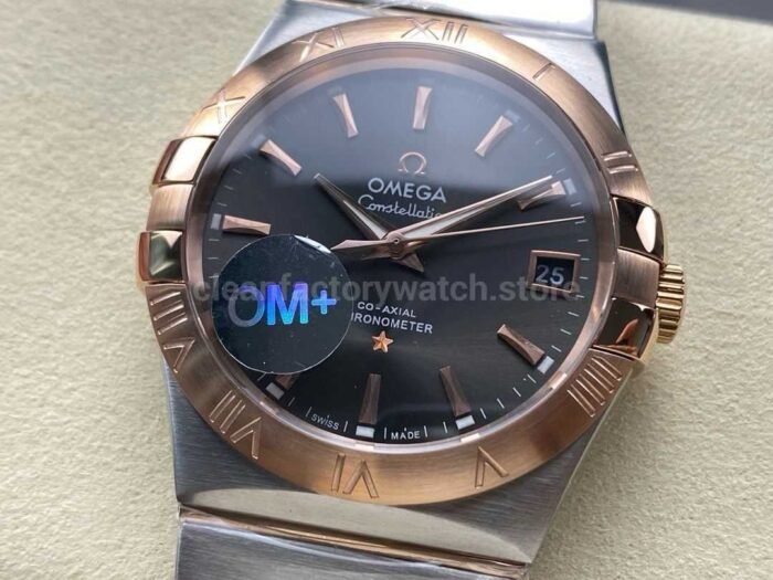 OM Factory Omega Constellation Men 123.20.38.21.06.001 38mm Rose GoldSteel Grey Dial 3 Super Clone Watch,Clean Factory Watch