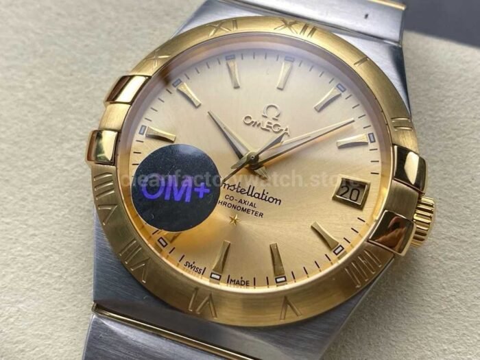OM+ Factory Omega Constellation Men 123.20.38.21.08.001 38mm Gold/Steel Champagne Dial - Image 3