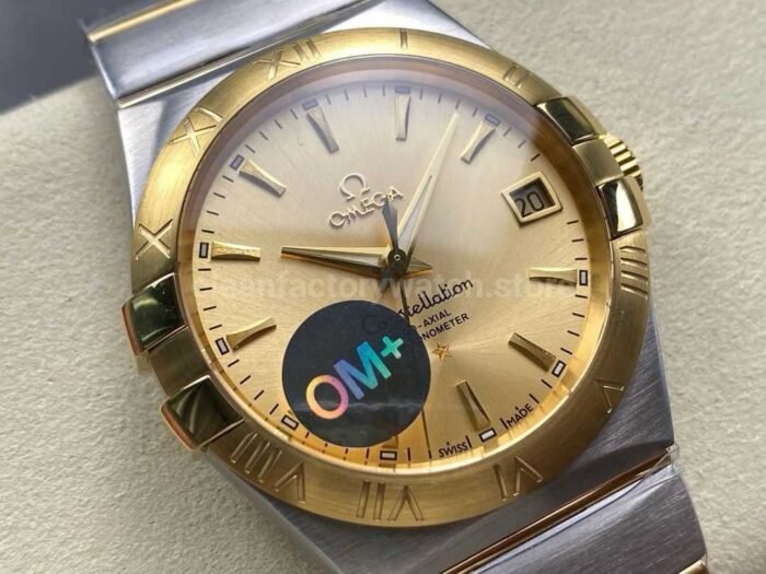 OM+ Factory Omega Constellation Men 123.20.38.21.08.001 38mm Gold/Steel Champagne Dial - Image 2