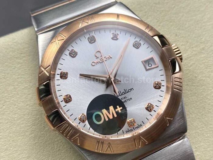 OM+ Factory Omega Constellation Men 123.20.38.21.52.002 38mm Rose Gold/Steel Diamond Silver Dial - Image 2