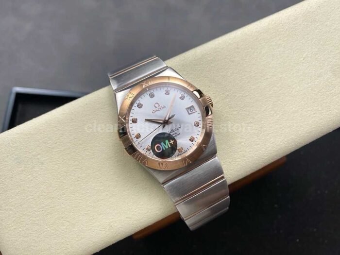 OM+ Factory Omega Constellation Men 123.20.38.21.52.002 38mm Rose Gold/Steel Diamond Silver Dial - Image 4