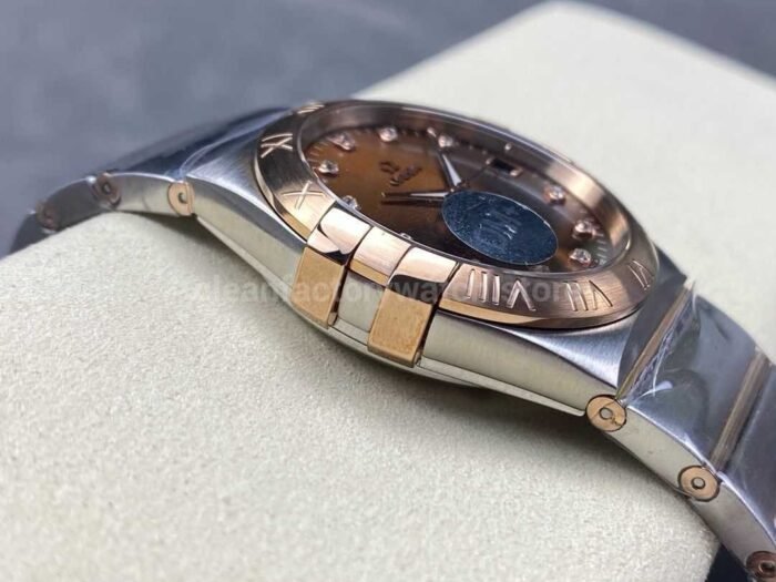 OM Factory Omega Constellation Men 123.20.38.21.63.001 38mm Rose GoldSteel Diamond Brown Dial 1 Super Clone Watch,Clean Factory Watch