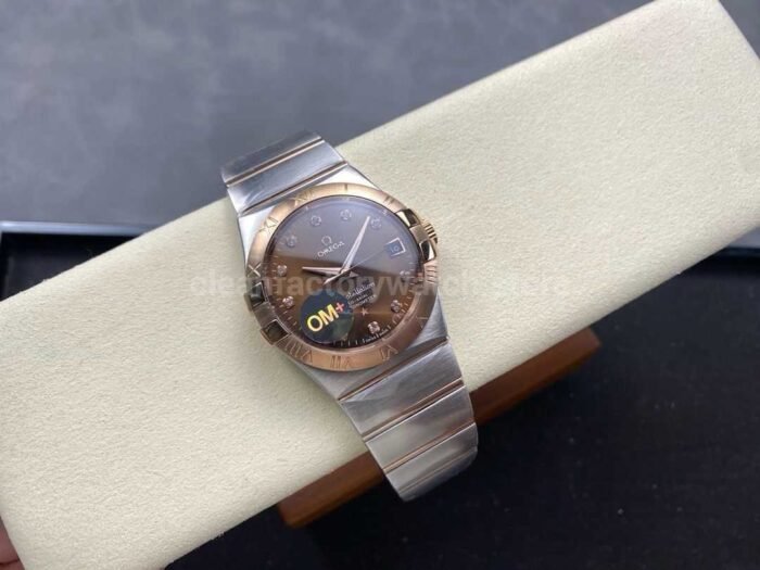 OM Factory Omega Constellation Men 123.20.38.21.63.001 38mm Rose GoldSteel Diamond Brown Dial 4 Super Clone Watch,Clean Factory Watch