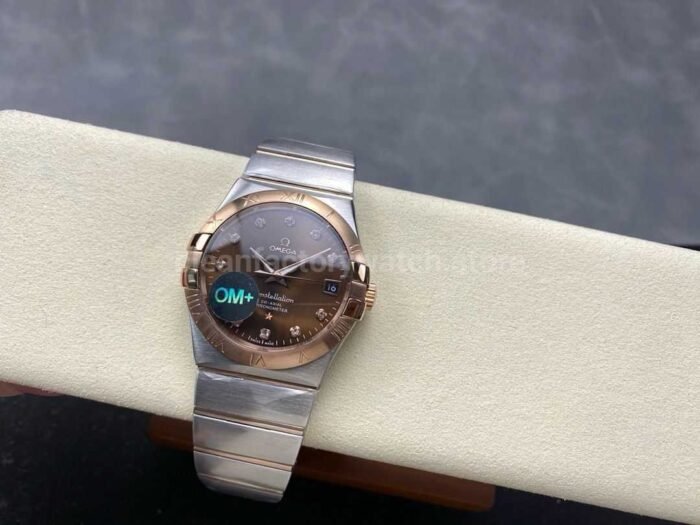 OM Factory Omega Constellation Men 123.20.38.21.63.001 38mm Rose GoldSteel Diamond Brown Dial 9 Super Clone Watch,Clean Factory Watch