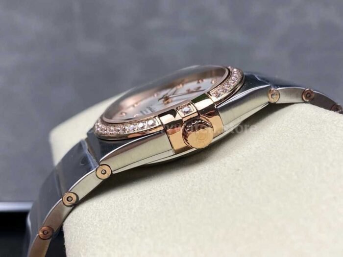 OM+ Factory Omega Constellation Men 123.25.38.21.52.001 38mm Diamond Bezel Rose Gold/Steel Diamond Silver Dial - Image 7