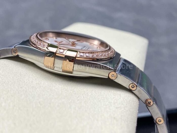 OM+ Factory Omega Constellation Men 123.25.38.21.52.001 38mm Diamond Bezel Rose Gold/Steel Diamond Silver Dial - Image 6