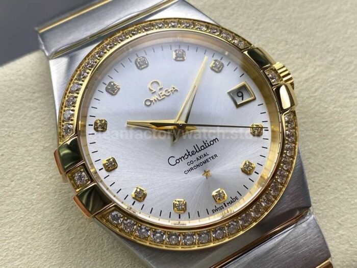OM Factory Omega Constellation Men 123.25.38.21.52.001 38mm Diamond Bezel Yellow GoldSteel Diam 7 Super Clone Watch,Clean Factory Watch