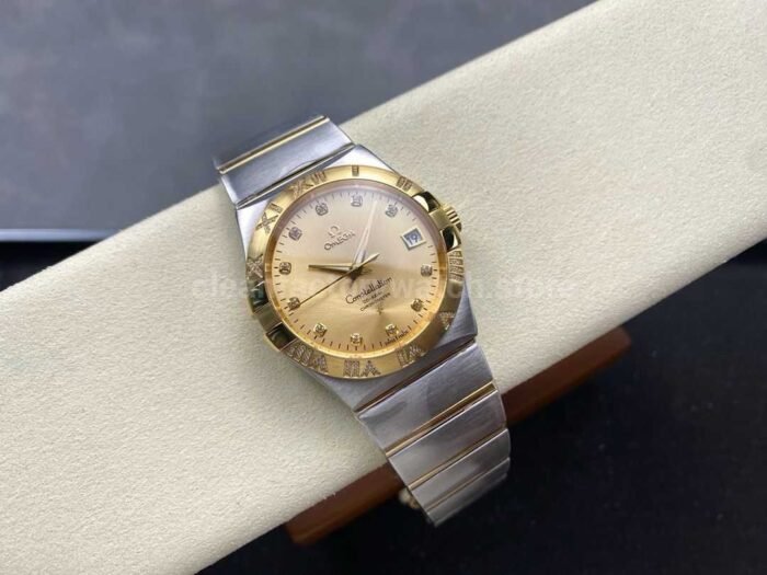 OM+ Factory Omega Constellation Men 123.25.38.21.58.002 38mm Gold/Steel Diamond Champagne Dial - Image 4