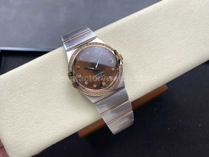 OM Factory Omega Constellation Men 123.25.38.21.63.001 38mm Diamond Bezel Rose GoldSteel Diamond Brown Di 1 Super Clone Watch,Clean Factory Watch