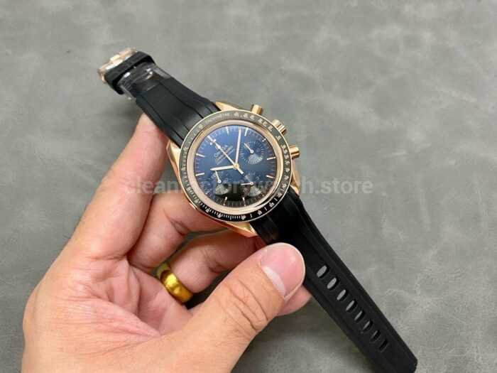 RM Factory Omega Speedmaster Professional Moonwatch 310.63.42.50.02.001 Rose Gold Rubber Strap Black Di 5 Super Clone Watch,Clean Factory Watch