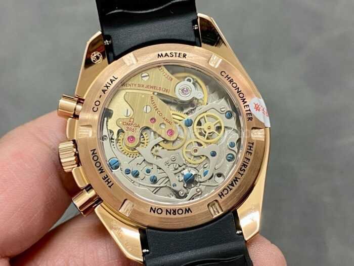 RM Factory Omega Speedmaster Professional Moonwatch 310.63.42.50.02.001 Rose Gold Rubber Strap Black Di 6 Super Clone Watch,Clean Factory Watch