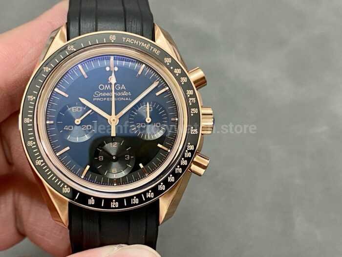 RM Factory Omega Speedmaster Professional Moonwatch 310.63.42.50.02.001 Rose Gold Rubber Strap Black Dial 1 Super Clone Watch,Clean Factory Watch